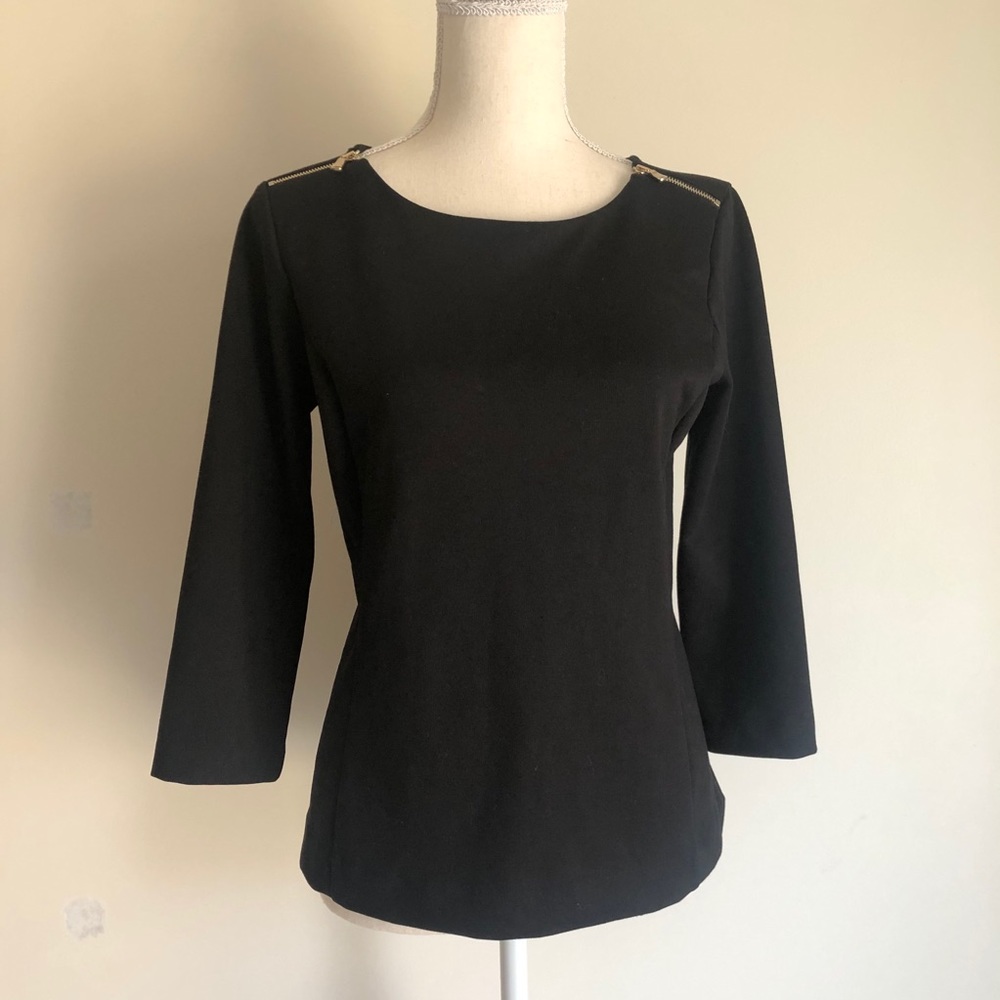 NWOT Ann Taylor Zipper Shoulder Long-sleeve Top